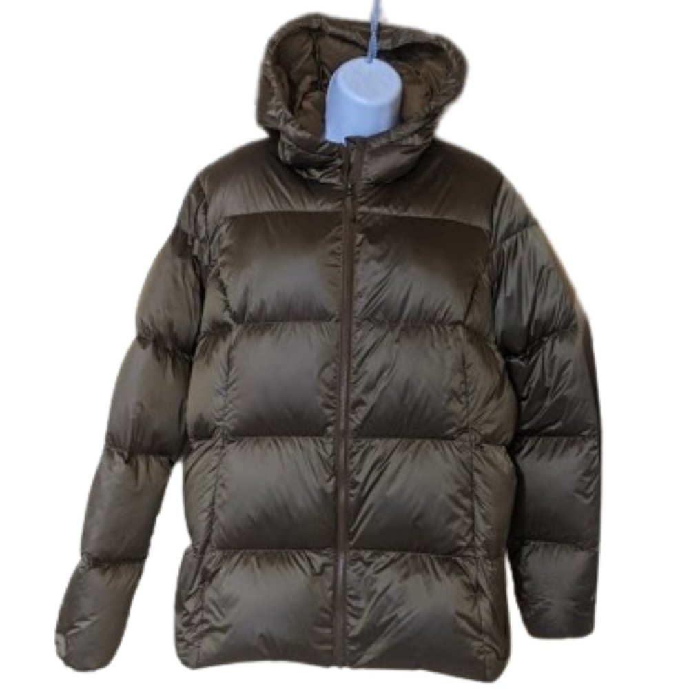 EDDIE BAUER DOWN Bronze Gold  Puffer Hooded Wiinter Coat XL New NWT